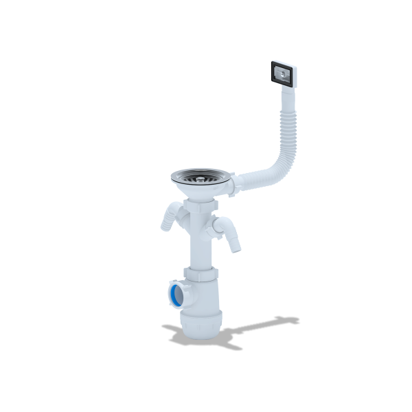 А0146S Сифон Ани Грот 3 1/2"*40 с двумя отводами для стиральной машины, с гибким переливом