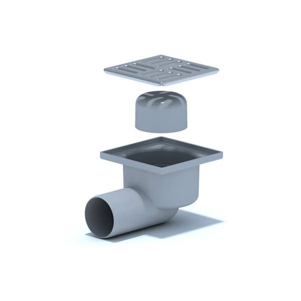 ТА5102 Трап гориз. н/р с вып. 50мм, с нерж. реш. 100*100