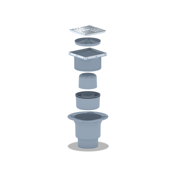 ТА1712 Трап вертик. рег. с вып. 110мм, с нерж. реш. 150*150