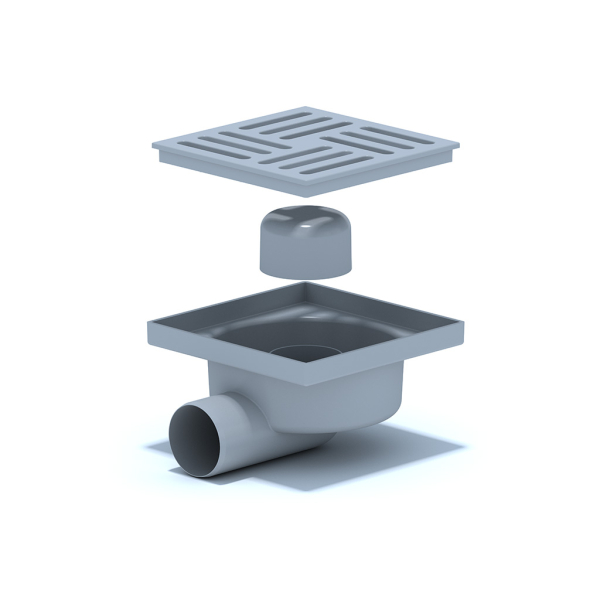 ТА5110 Трап гориз. н/р с вып. 50мм, с пласт. реш. 150*150