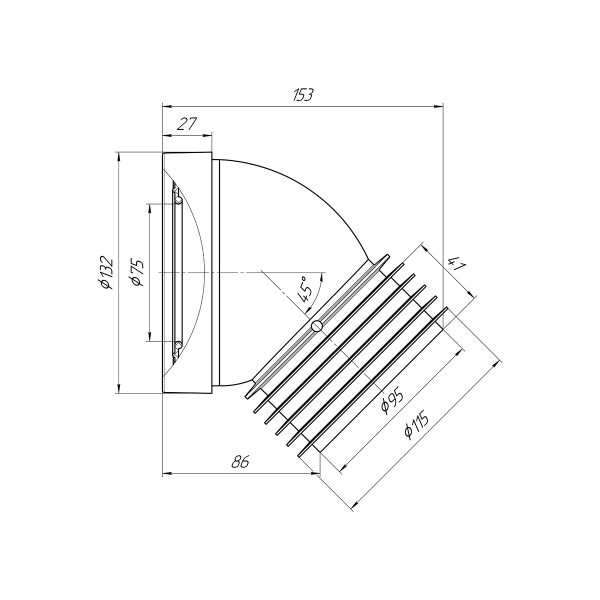 W4228 Труба фановая 110*45 град короткая