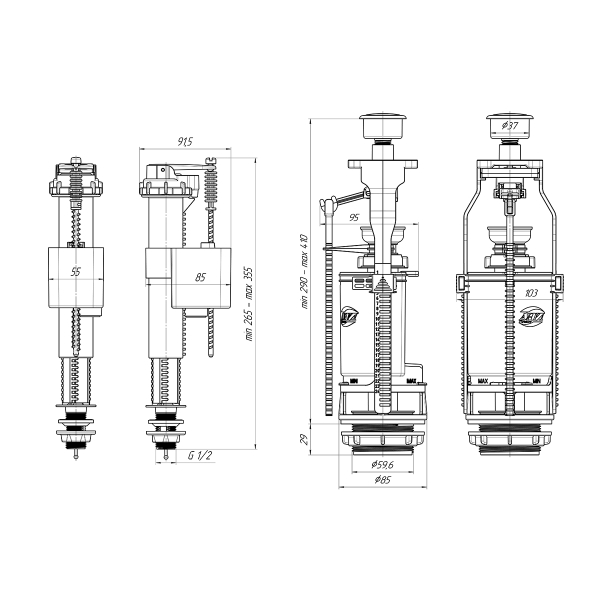 WС8510 Набор с нижней подводкой 1/2", с пластиковым штуцером кнопка белая WС8510 Набор с нижней подводкой 1/2", с пластиковым штуцером кнопка белая