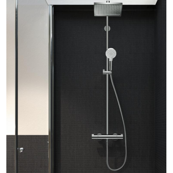 Душевая стойка с тропическим душем Hansgrohe Crometta E Showerpipe 240 1jet 27271000 с термостатом для душа, хром Душевая стойка с тропическим душем Hansgrohe Crometta E Showerpipe 240 1jet 27271000 с термостатом для душа, хром