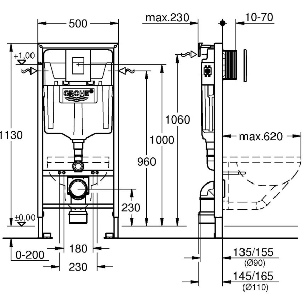 Инсталляция для унитаза Grohe Rapid SL 38772001, с кнопкой Инсталляция для унитаза Grohe Rapid SL 38772001, с кнопкой