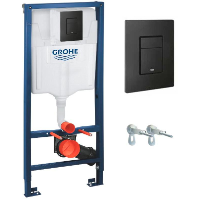 Инсталляция для унитаза Grohe Solido 38811KF0, с кнопкой, черный фантомный