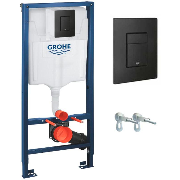 Инсталляция для унитаза Grohe Solido 38811KF0, с кнопкой, черный фантомный