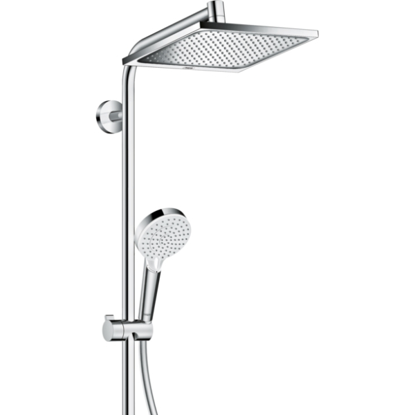 Душевая стойка с тропическим душем Hansgrohe Crometta E Showerpipe 240 1jet 27271000 с термостатом для душа, хром Душевая стойка с тропическим душем Hansgrohe Crometta E Showerpipe 240 1jet 27271000 с термостатом для душа, хром