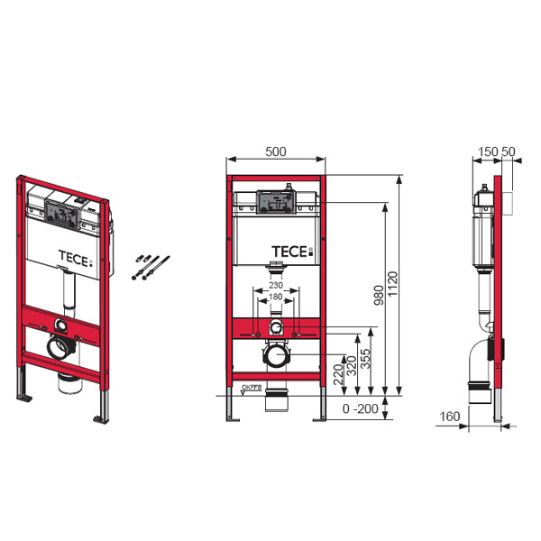 Инсталляция для унитаза Tece Tecebase 2.0 kit 9400414 с кнопкой Тecenow, черный матовый Инсталляция для унитаза Tece Tecebase 2.0 kit 9400414 с кнопкой Тecenow, черный матовый