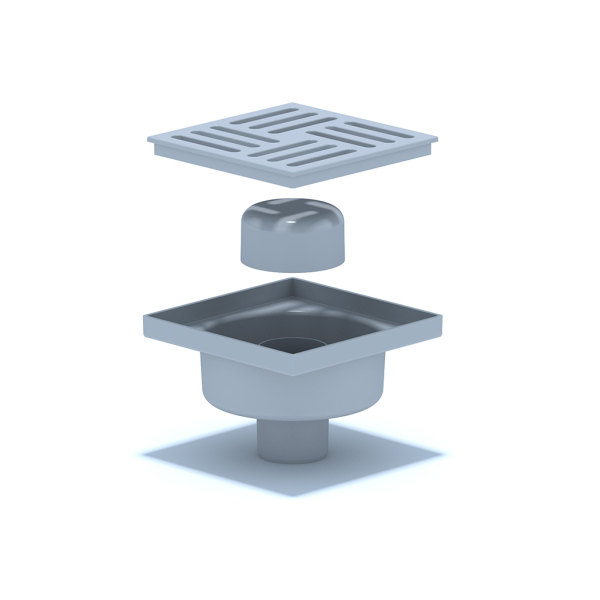 ТА5210 Трап вертик. н/р с вып. 50мм, с пласт. реш. 150*150