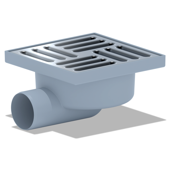 ТА5112 Трап гориз. н/р с вып. 50мм, с нерж. реш. 150*150