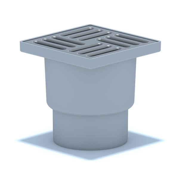 ТQ1212 Трап вертик. н/р с вып. 110мм, с нерж. реш. 150*150 сухой