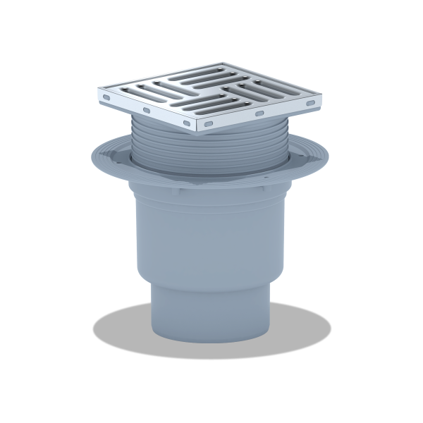 ТА1712 Трап вертик. рег. с вып. 110мм, с нерж. реш. 150*150