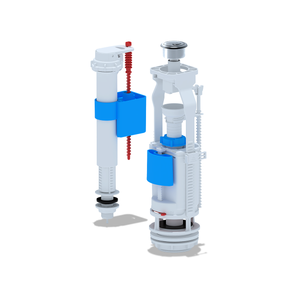 WC9510C Набор с нижней подводкой 1/2" с пластиковым штуцером, кнопка двойная хромированная