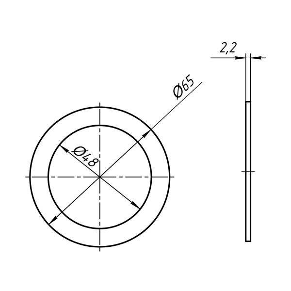 М065 Прокладка плоская под горловину 65х48х2 (уп. 10 шт)