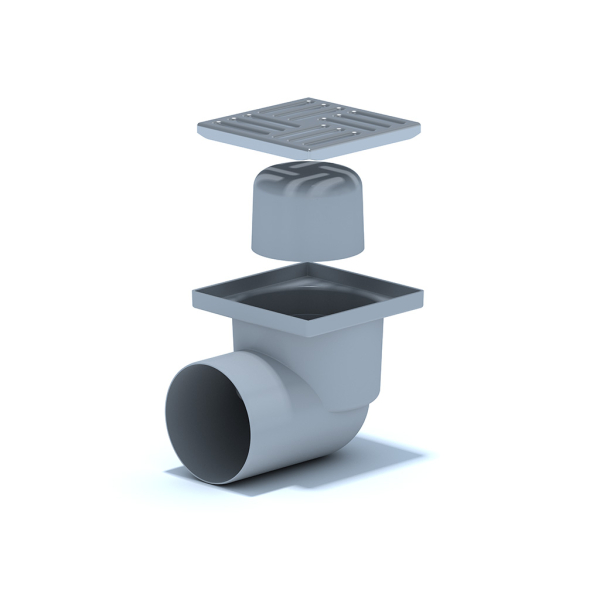 ТА1112 Трап гориз. н/р с вып. 110мм, с нерж. реш. 150*150