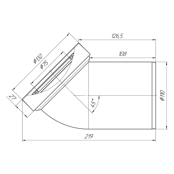 W4220 Труба фановая 110*45 град