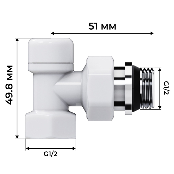 Набор термостатический угловой Royal Thermo Design 1/2"М30х1,5 (Белый) Набор термостатический угловой Royal Thermo Design 1/2"М30х1,5 (Белый)