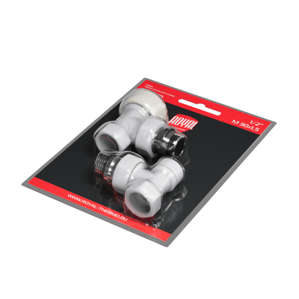 Набор термостатический угловой Royal Thermo Design 1/2"М30х1,5 (Белый) Набор термостатический угловой Royal Thermo Design 1/2"М30х1,5 (Белый)