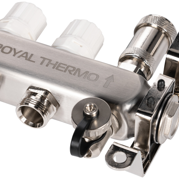 Коллектор Royal Thermo нерж. в сборе с расходомерами 1" ВР-3/4" НР с автомат. воздухоотвод-ми 3 вых. Коллектор Royal Thermo нерж. в сборе с расходомерами 1" ВР-3/4" НР с автомат. воздухоотвод-ми 3 вых.