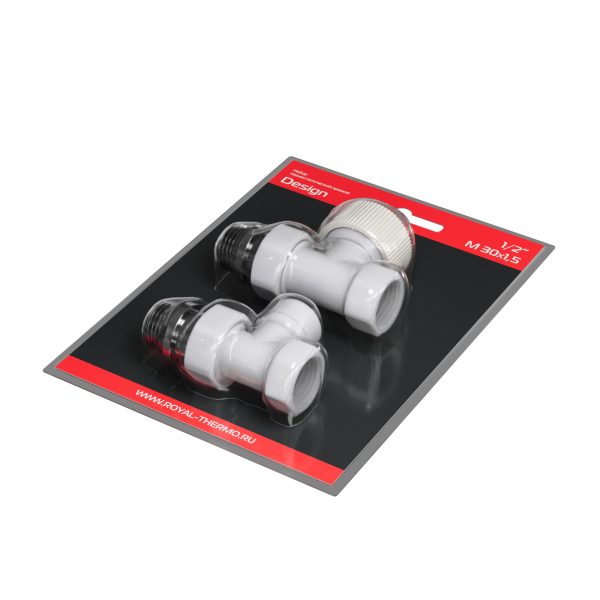 Набор термостатический прямой Royal Thermo Design 1/2"М30х1,5 (Белый)