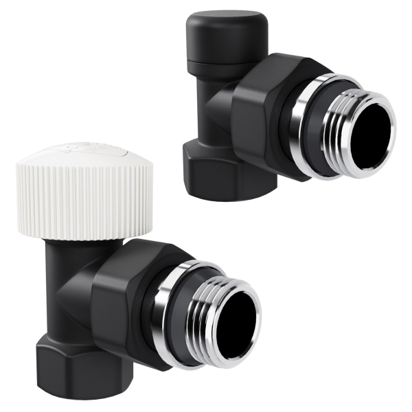 Набор термостатический угловой Royal Thermo Design 1/2"М30х1,5 (Черный)