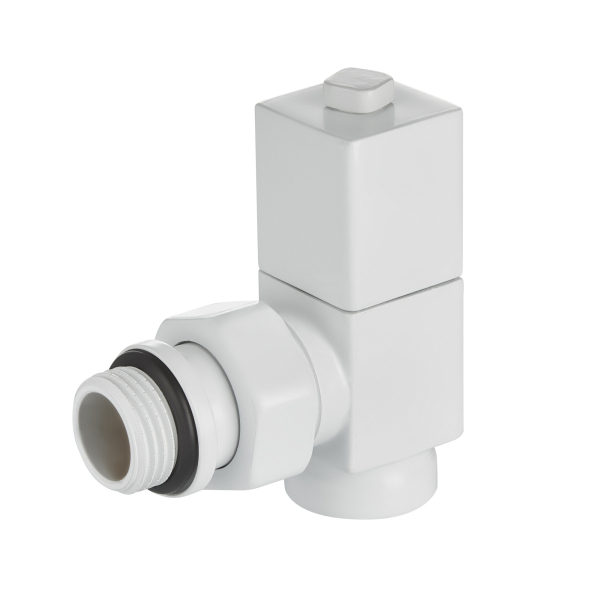 Набор дизайн-вентилей Royal Thermo CUBE, угловой (белый) 1/2" Набор дизайн-вентилей Royal Thermo CUBE, угловой (белый) 1/2"