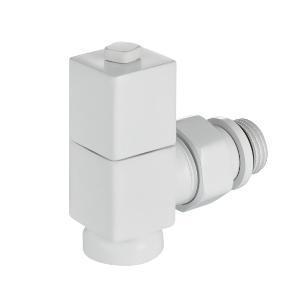 Набор дизайн-вентилей Royal Thermo CUBE, угловой (белый) 1/2" Набор дизайн-вентилей Royal Thermo CUBE, угловой (белый) 1/2"