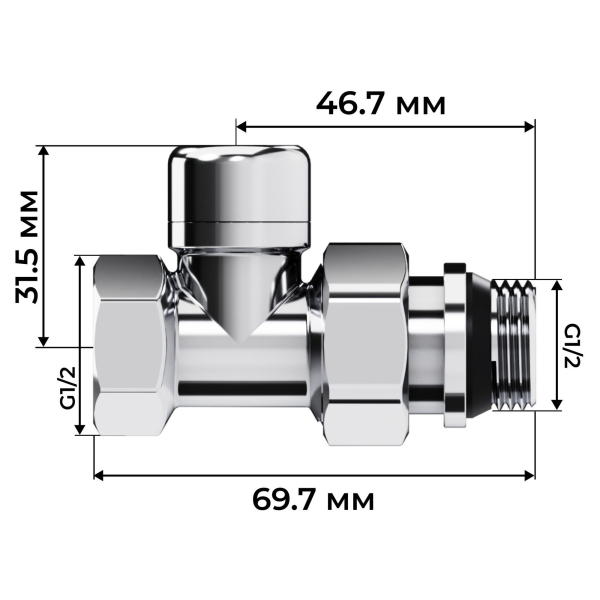 Набор термостатический прямой Royal Thermo Design 1/2"М30х1,5 (Хром) Набор термостатический прямой Royal Thermo Design 1/2"М30х1,5 (Хром)