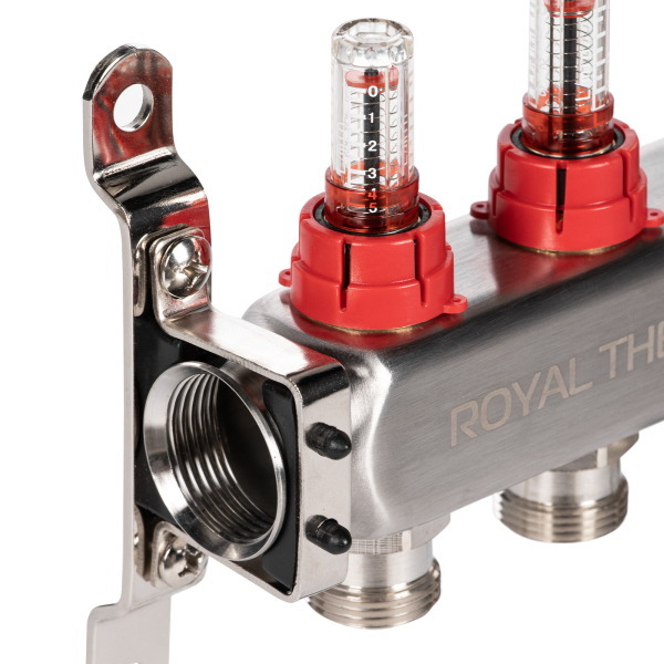 Коллектор Royal Thermo нерж. в сборе с расходомерами 1" ВР-3/4" НР с автомат. воздухоотвод-ми 5 вых. Коллектор Royal Thermo нерж. в сборе с расходомерами 1" ВР-3/4" НР с автомат. воздухоотвод-ми 5 вых.