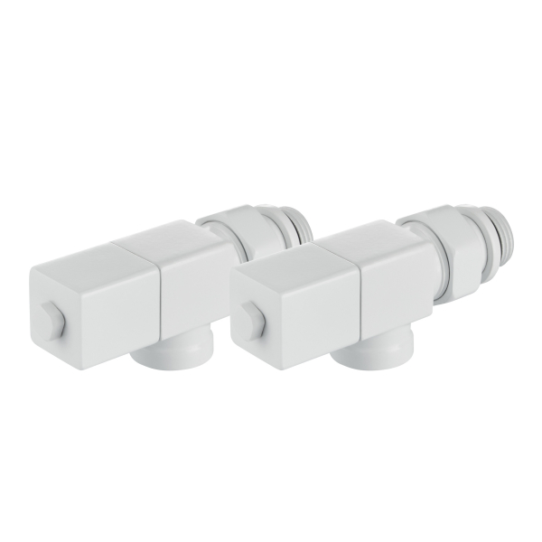 Набор дизайн-вентилей Royal Thermo CUBE, осевой (белый) 1/2" Набор дизайн-вентилей Royal Thermo CUBE, осевой (белый) 1/2"
