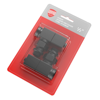 Набор дизайн-вентилей Royal Thermo CUBE, угловой (черный) 1/2" Набор дизайн-вентилей Royal Thermo CUBE, угловой (черный) 1/2"