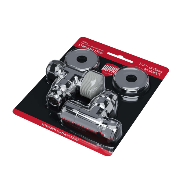 Набор термостатический угловой Royal Thermo Design Pro 15мм М30х1,5 (Хром) Набор термостатический угловой Royal Thermo Design Pro 15мм М30х1,5 (Хром)