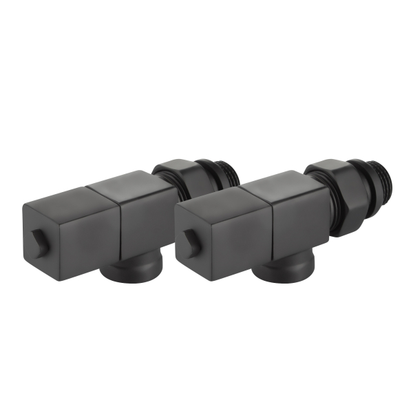 Набор дизайн-вентилей Royal Thermo CUBE, осевой (черный) 1/2" Набор дизайн-вентилей Royal Thermo CUBE, осевой (черный) 1/2"