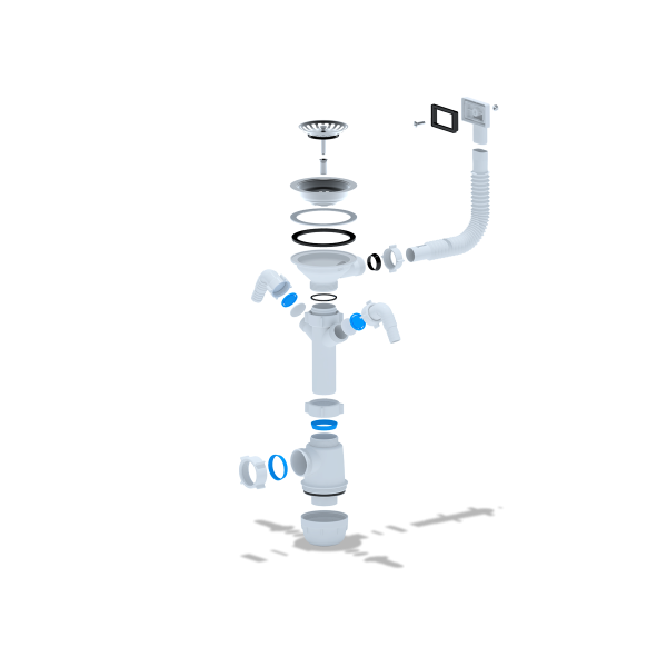 А0146S Сифон Ани Грот 3 1/2"*40 с двумя отводами для стиральной машины, с гибким переливом