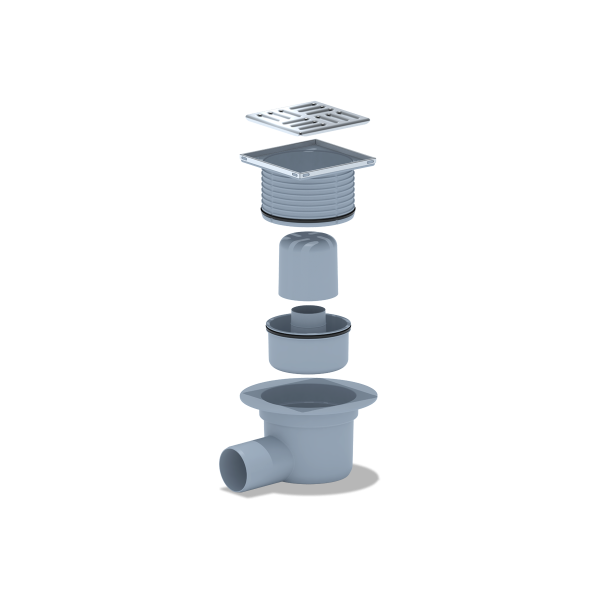 ТА5602 Трап гориз. рег. с вып. 50мм, с нерж. реш. 100*100
