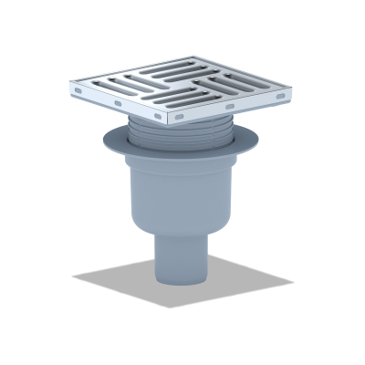 ТА5712 Трап вертик. рег. с вып. 50мм, с нерж. реш. 150*150