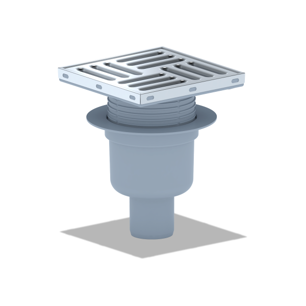 ТQ5712 Трап вертик. рег. с вып. 50мм, с нерж. реш. 150*150 сухой