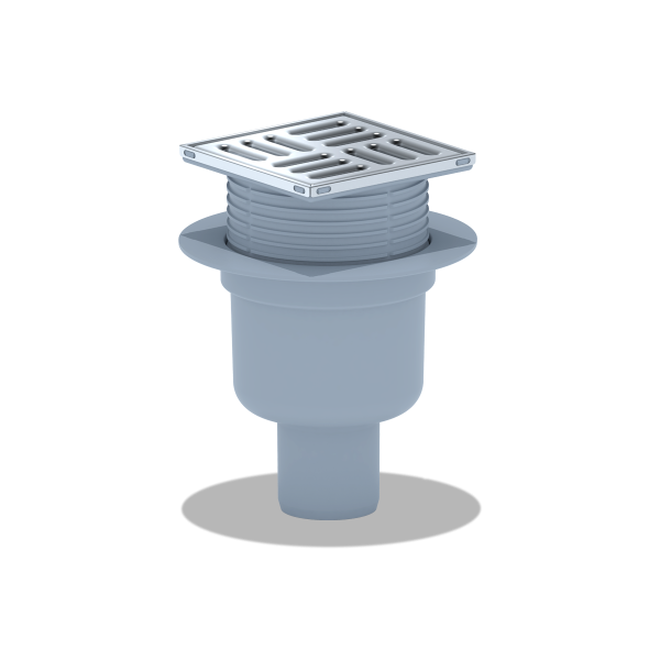 ТQ5702 Трап гориз. рег. с вып. 50мм, с нерж. реш. 150*150 сухой