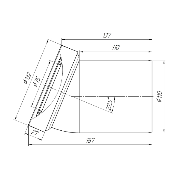 W2220 Труба фановая 110*22,5 град 