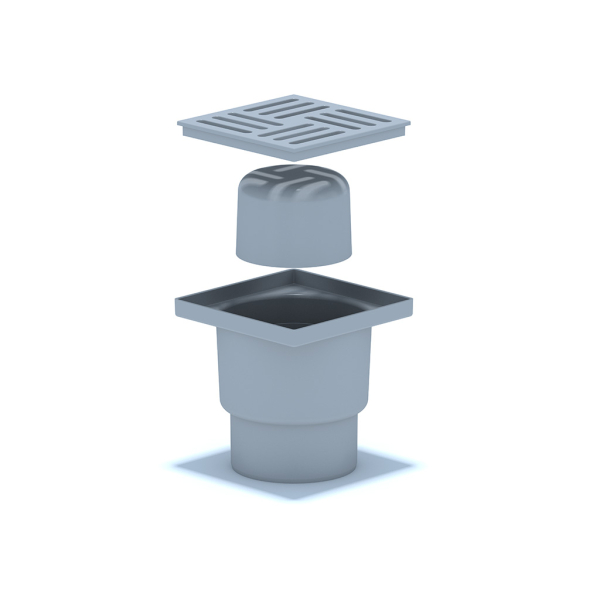 ТА1210 Трап вертик. н/р с вып. 110мм, с пласт. реш. 150*150