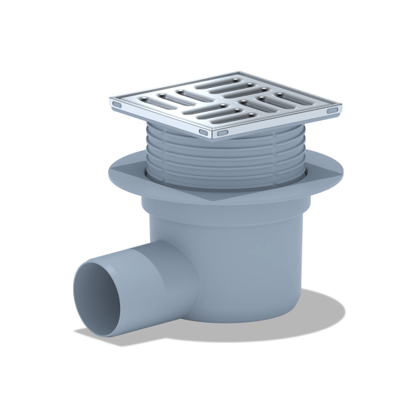 ТА5602 Трап гориз. рег. с вып. 50мм, с нерж. реш. 100*100