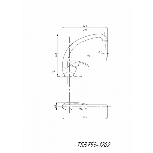 TSB-753-1202 TSARSBERG Смеситель для кухонной мойки